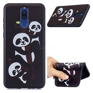 Bamboo Three Pandas 3D Embossed Relief Black Soft Phone Back Cover for Huawei Mate 10 Lite / Nova 2i / Horor 9i / G10