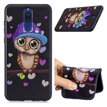 Bad Heart Owl 3D Embossed Relief Black Soft Phone Back Cover for Huawei Mate 10 Lite / Nova 2i / Horor 9i / G10