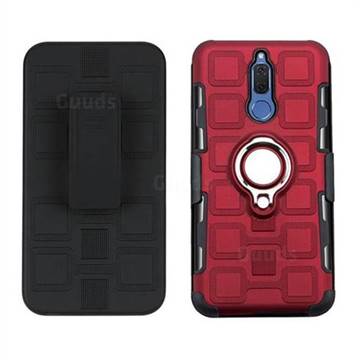 3 in 1 PC + Silicone Leather Phone Case for Huawei Mate 10 Lite / Nova 2i / Horor 9i / G10 - Red