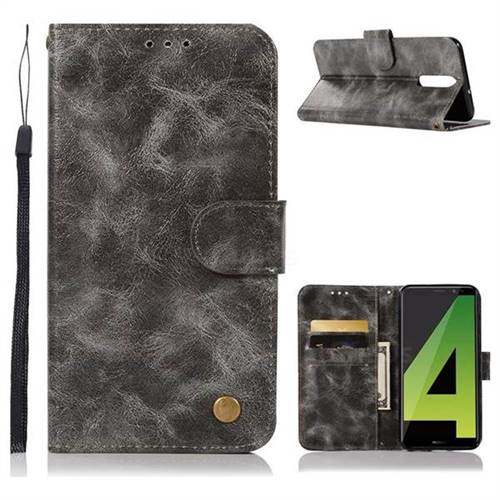 Luxury Retro Leather Wallet Case for Huawei Mate 10 Lite / Nova 2i / Horor 9i / G10 - Gray