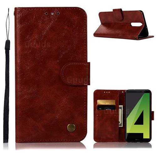 Luxury Retro Leather Wallet Case for Huawei Mate 10 Lite / Nova 2i / Horor 9i / G10 - Wine Red