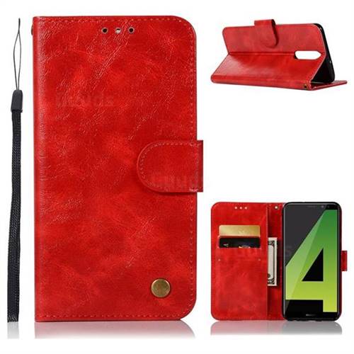 Luxury Retro Leather Wallet Case for Huawei Mate 10 Lite / Nova 2i / Horor 9i / G10 - Red