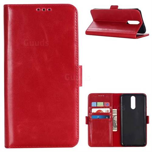Luxury Crazy Horse PU Leather Wallet Case for Huawei Mate 10 Lite / Nova 2i / Horor 9i / G10 - Red