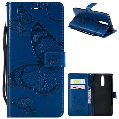 Embossing 3D Butterfly Leather Wallet Case for Huawei Mate 10 Lite / Nova 2i / Horor 9i / G10 - Blue