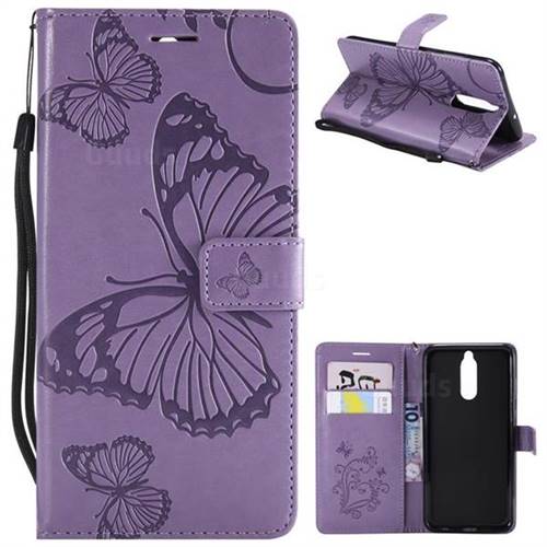 Embossing 3D Butterfly Leather Wallet Case for Huawei Mate 10 Lite / Nova 2i / Horor 9i / G10 - Purple
