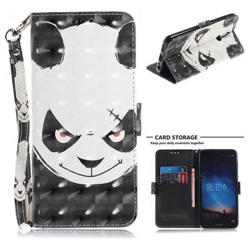 Angry Bear 3D Painted Leather Wallet Phone Case for Huawei Mate 10 Lite / Nova 2i / Horor 9i / G10