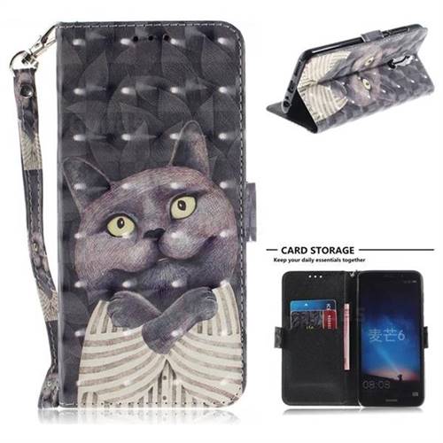 Cat Embrace 3D Painted Leather Wallet Phone Case for Huawei Mate 10 Lite / Nova 2i / Horor 9i / G10