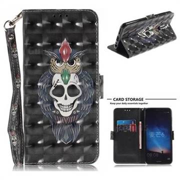 Skull Cat 3D Painted Leather Wallet Phone Case for Huawei Mate 10 Lite / Nova 2i / Horor 9i / G10