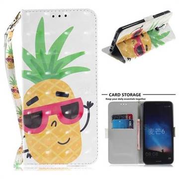 Pineapple Glasses 3D Painted Leather Wallet Phone Case for Huawei Mate 10 Lite / Nova 2i / Horor 9i / G10