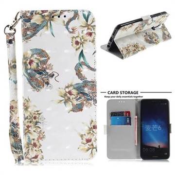 Dragon Flower 3D Painted Leather Wallet Phone Case for Huawei Mate 10 Lite / Nova 2i / Horor 9i / G10