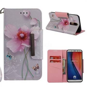 Pearl Flower Big Metal Buckle PU Leather Wallet Phone Case for Huawei Mate 10 Lite / Nova 2i / Horor 9i / G10