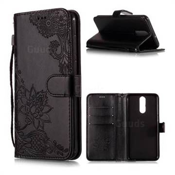 Intricate Embossing Lotus Mandala Flower Leather Wallet Case for Huawei Mate 10 Lite / Nova 2i / Horor 9i / G10 - Black