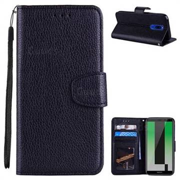 Litchi Pattern PU Leather Wallet Case for Huawei Mate 10 Lite / Nova 2i / Horor 9i / G10 - Black