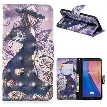Purple Peacock 3D Painted Leather Wallet Phone Case for Huawei Mate 10 Lite / Nova 2i / Horor 9i / G10