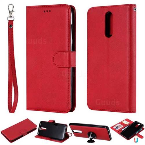 Retro Greek Detachable Magnetic PU Leather Wallet Phone Case for Huawei Mate 10 Lite / Nova 2i / Horor 9i / G10 - Red