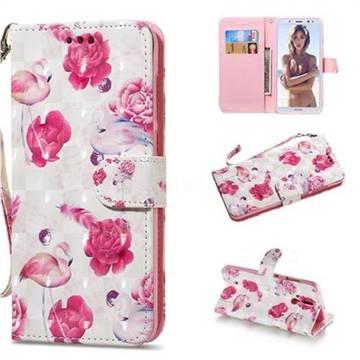 Flamingo 3D Painted Leather Wallet Phone Case for Huawei Mate 10 Lite / Nova 2i / Horor 9i / G10
