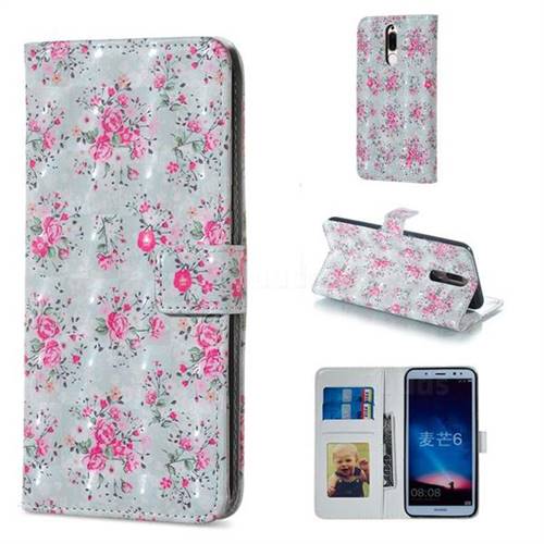 Roses Flower 3D Painted Leather Phone Wallet Case for Huawei Mate 10 Lite / Nova 2i / Horor 9i / G10
