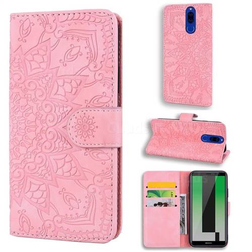 Retro Embossing Mandala Flower Leather Wallet Case for Huawei Mate 10 Lite / Nova 2i / Horor 9i / G10 - Pink
