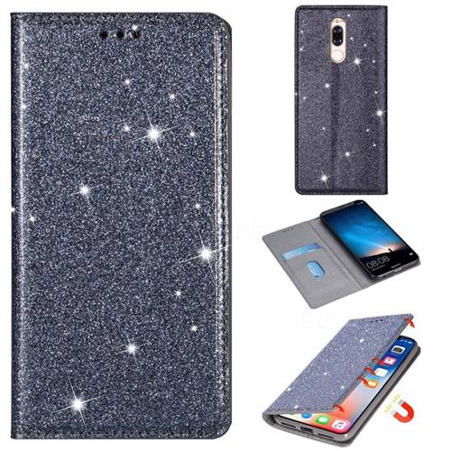 Ultra Slim Glitter Powder Magnetic Automatic Suction Leather Wallet Case for Huawei Mate 10 Lite / Nova 2i / Horor 9i / G10 - Gray