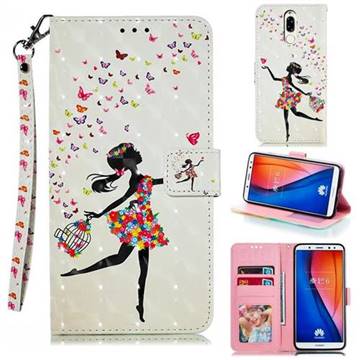 Flower Girl 3D Painted Leather Phone Wallet Case for Huawei Mate 10 Lite / Nova 2i / Horor 9i / G10