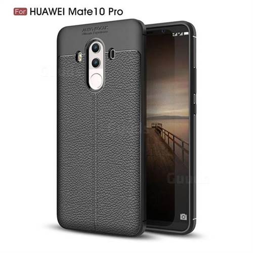 Luxury Auto Focus Litchi Texture Silicone TPU Back Cover for Huawei Mate 10 Pro(6.0 inch) - Black