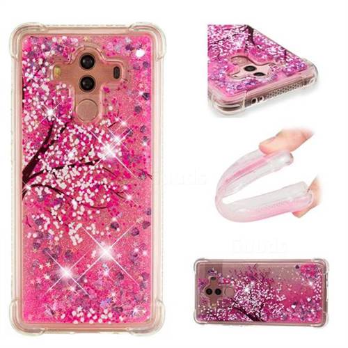 Pink Cherry Blossom Dynamic Liquid Glitter Sand Quicksand Star TPU Case for Huawei Mate 10 Pro(6.0 inch)