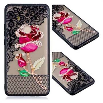 Rose Lace Diamond Flower Soft TPU Back Cover for Huawei Mate 10 Pro(6.0 inch)