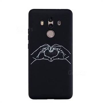 Heart Hand Stick Figure Matte Black TPU Phone Cover for Huawei Mate 10 Pro(6.0 inch)