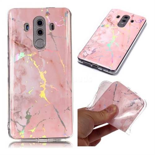 Powder Pink Marble Pattern Bright Color Laser Soft TPU Case for Huawei Mate 10 Pro(6.0 inch)