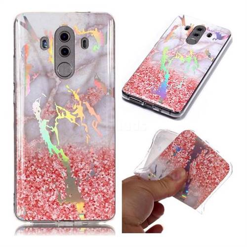 Powder Sandstone Marble Pattern Bright Color Laser Soft TPU Case for Huawei Mate 10 Pro(6.0 inch)
