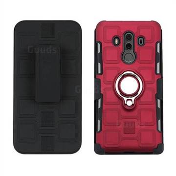 3 in 1 PC + Silicone Leather Phone Case for Huawei Mate 10 Pro(6.0 inch) - Red