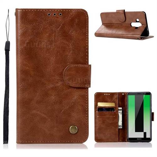 Luxury Retro Leather Wallet Case for Huawei Mate 10 Pro(6.0 inch) - Brown