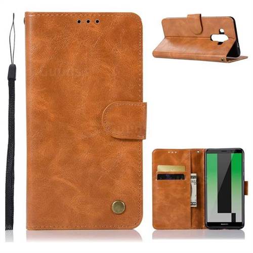 Luxury Retro Leather Wallet Case for Huawei Mate 10 Pro(6.0 inch) - Golden