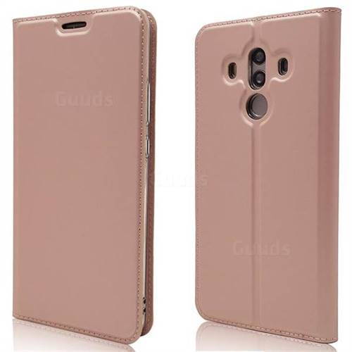 Ultra Slim Card Magnetic Automatic Suction Leather Wallet Case for Huawei Mate 10 Pro(6.0 inch) - Rose Gold