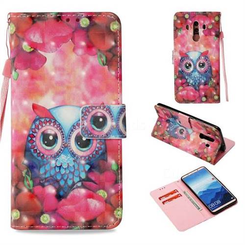 Flower Owl 3D Painted Leather Wallet Case for Huawei Mate 10 Pro(6.0 inch)