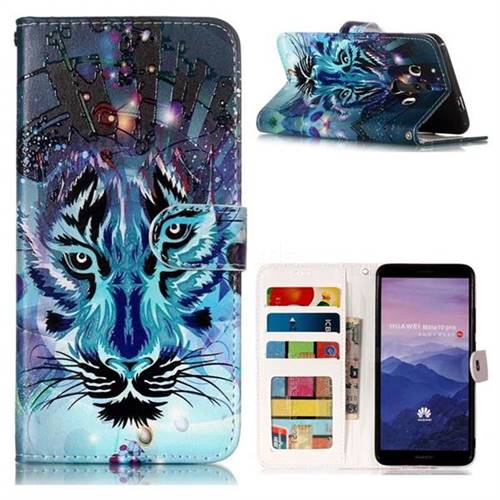 Ice Wolf 3D Relief Oil PU Leather Wallet Case for Huawei Mate 10 Pro(6.0 inch)
