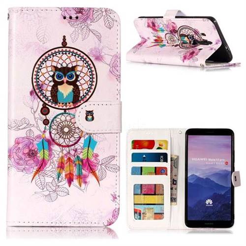Wind Chimes Owl 3D Relief Oil PU Leather Wallet Case for Huawei Mate 10 Pro(6.0 inch)