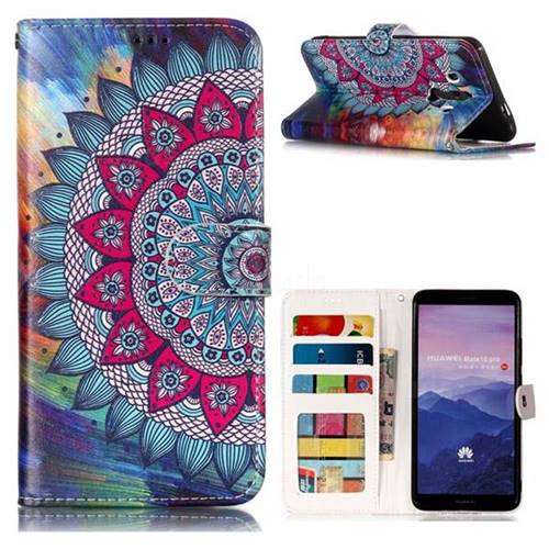 Mandala Flower 3D Relief Oil PU Leather Wallet Case for Huawei Mate 10 Pro(6.0 inch)