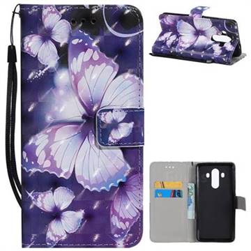 Violet butterfly 3D Painted Leather Wallet Case for Huawei Mate 10 Pro(6.0 inch)