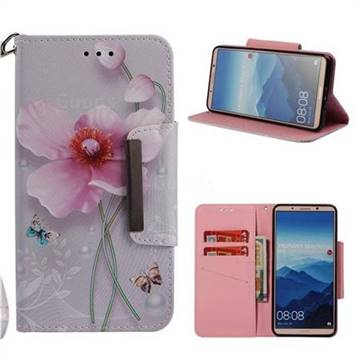 Pearl Flower Big Metal Buckle PU Leather Wallet Phone Case for Huawei Mate 10 Pro(6.0 inch)