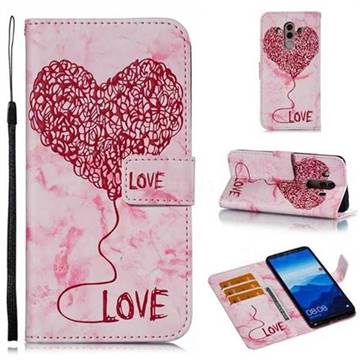 Marble Heart PU Leather Wallet Phone Case for Huawei Mate 10 Pro(6.0 inch) - Red