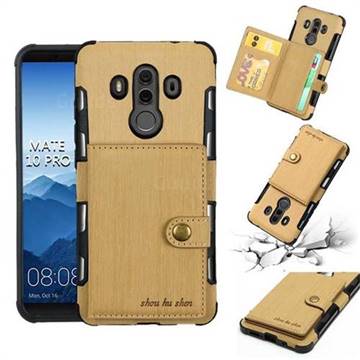Brush Multi-function Leather Phone Case for Huawei Mate 10 Pro(6.0 inch) - Golden