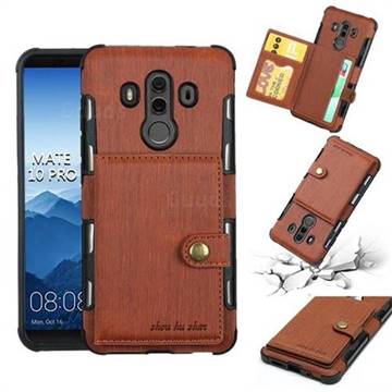 Brush Multi-function Leather Phone Case for Huawei Mate 10 Pro(6.0 inch) - Brown