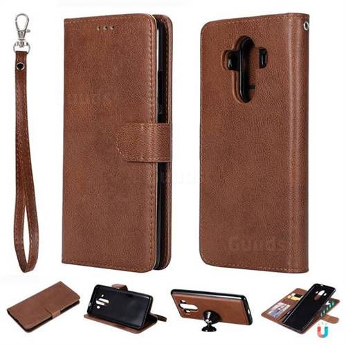 Retro Greek Detachable Magnetic PU Leather Wallet Phone Case for Huawei Mate 10 Pro(6.0 inch) - Brown
