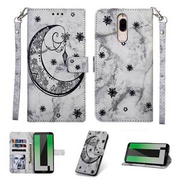 Moon Flower Marble Leather Wallet Phone Case for Huawei Mate 10 Pro(6.0 inch) - Black