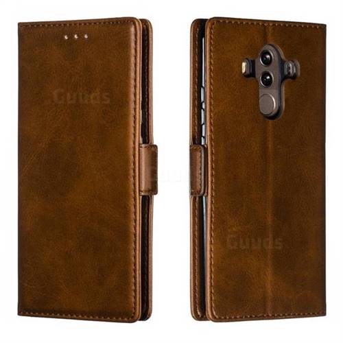 Retro Classic Calf Pattern Leather Wallet Phone Case for Huawei Mate 10 Pro(6.0 inch) - Brown