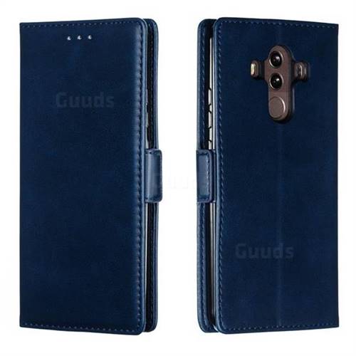Retro Classic Calf Pattern Leather Wallet Phone Case for Huawei Mate 10 Pro(6.0 inch) - Blue