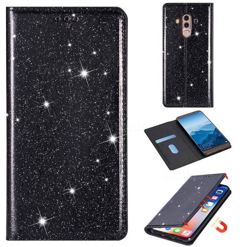 Ultra Slim Glitter Powder Magnetic Automatic Suction Leather Wallet Case for Huawei Mate 10 Pro(6.0 inch) - Black