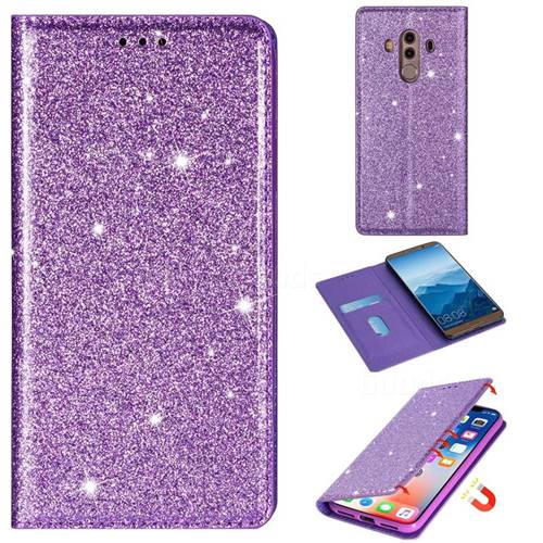 Ultra Slim Glitter Powder Magnetic Automatic Suction Leather Wallet Case for Huawei Mate 10 Pro(6.0 inch) - Purple