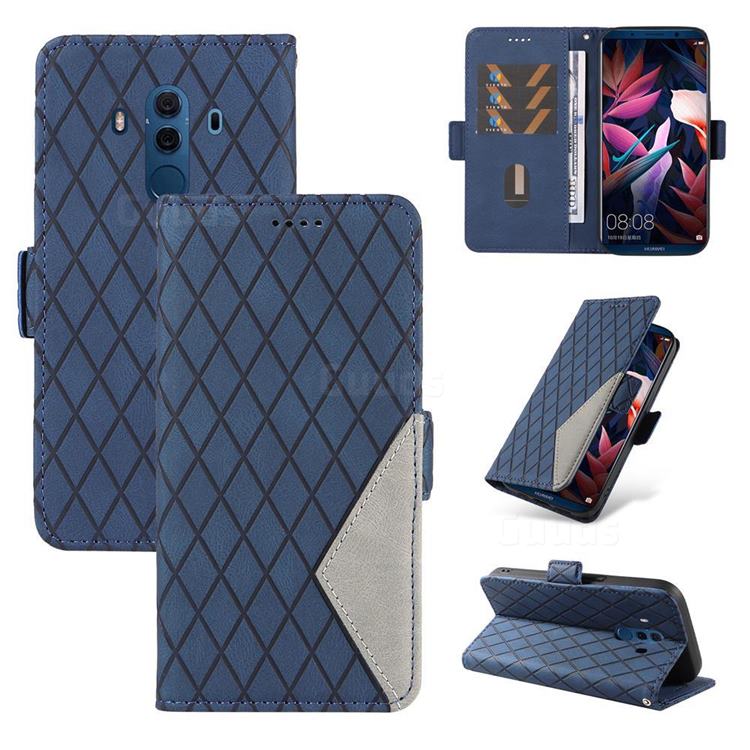 Grid Pattern Splicing Protective Wallet Case Cover for Huawei Mate 10 Pro(6.0 inch) - Blue